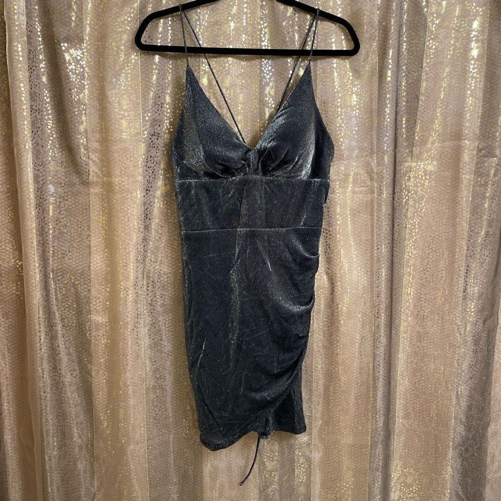 Blondie Nites Black Silver Sparkly Mini Dress, Size 15/L